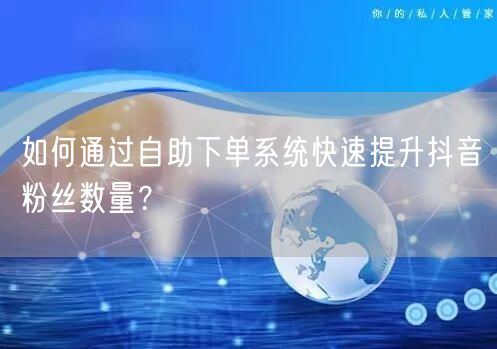 如何通过自助下单系统快速提升抖音粉丝数量？