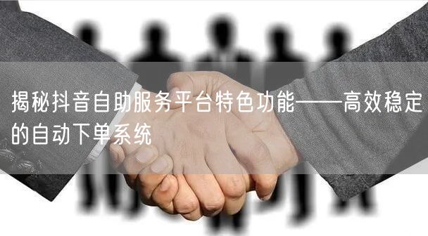 揭秘抖音自助服务平台特色功能——高效稳定的自动下单系统