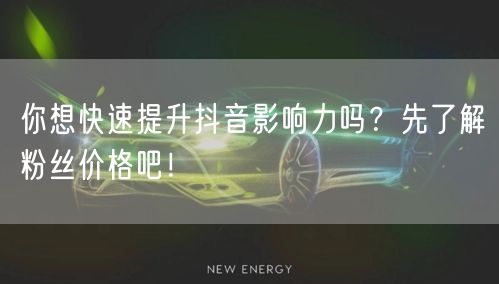 你想快速提升抖音影响力吗？先了解粉丝价格吧！