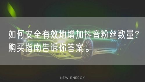 如何安全有效地增加抖音粉丝数量？购买指南告诉你答案。