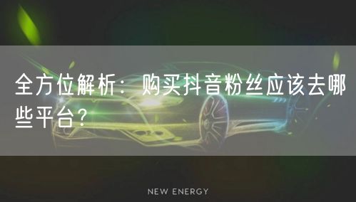 全方位解析：购买抖音粉丝应该去哪些平台？