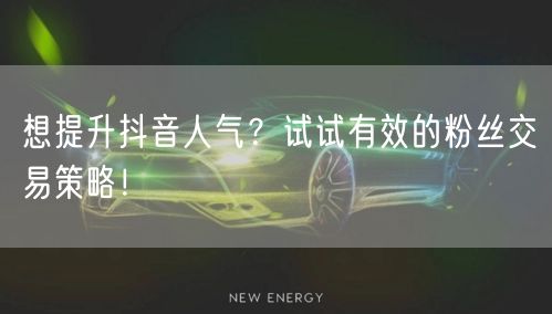 想提升抖音人气？试试有效的粉丝交易策略！