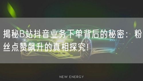 揭秘B站抖音业务下单背后的秘密：粉丝点赞飙升的真相探究！