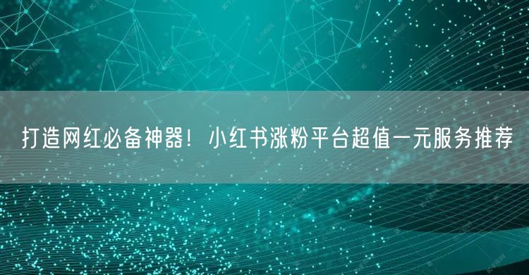 打造网红必备神器！小红书涨粉平台超值一元服务推荐