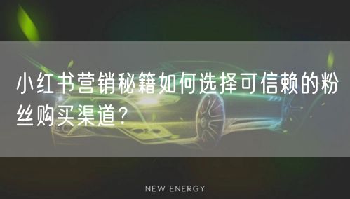 小红书营销秘籍如何选择可信赖的粉丝购买渠道？