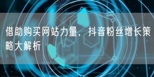 借助购买网站力量，抖音粉丝增长策略大解析