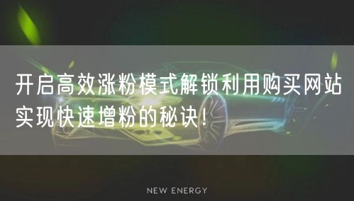 开启高效涨粉模式解锁利用购买网站实现快速增粉的秘诀！