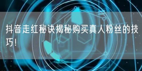 抖音走红秘诀揭秘购买真人粉丝的技巧！