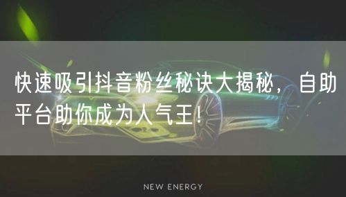 快速吸引抖音粉丝秘诀大揭秘，自助平台助你成为人气王！