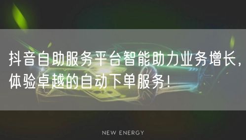 抖音自助服务平台智能助力业务增长，体验卓越的自动下单服务！