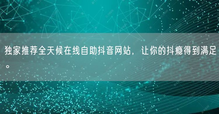 独家推荐全天候在线自助抖音网站，让你的抖瘾得到满足。