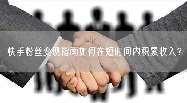 快手粉丝变现指南如何在短时间内积累收入？