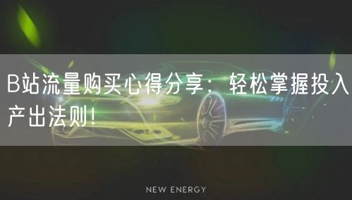 B站流量购买心得分享：轻松掌握投入产出法则！