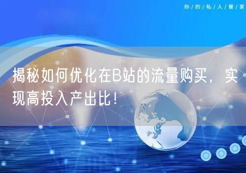 揭秘如何优化在B站的流量购买，实现高投入产出比！