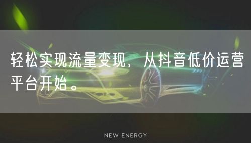 轻松实现流量变现，从抖音低价运营平台开始。